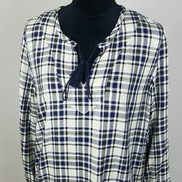 Madewell women S plaid Artiste tunic dress Lagenlook Relax Vacation - Picture 3 of 7